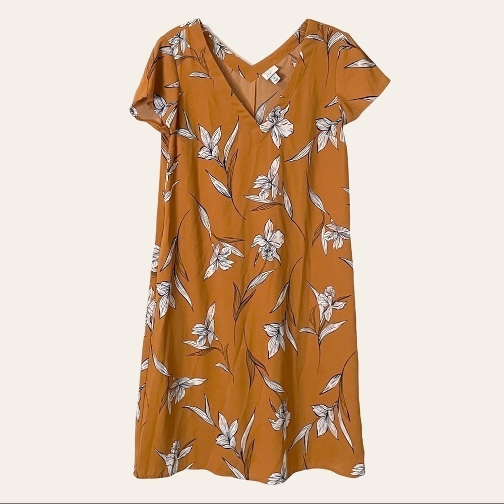 🌺 A New Day Target Floral Oversized Mustard Orange Yellow Shift Dress Size XS